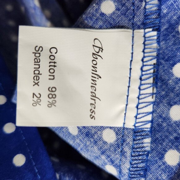 Bbonlinedress Dress Womens Size XXL Blue Polka Dot Sleeveless Midi Flared Skirt - Picture 12 of 14